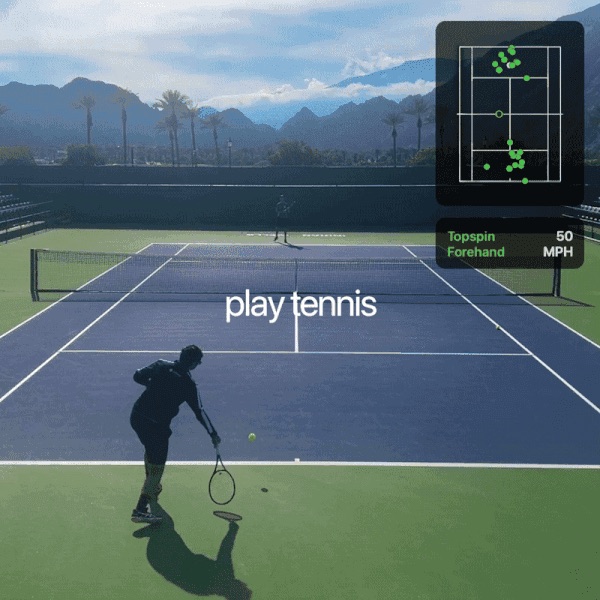 De SwingVision-app met statistieken