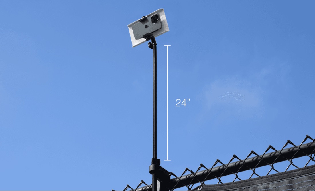 De SwingVision-stok aan het hek, 24 graden